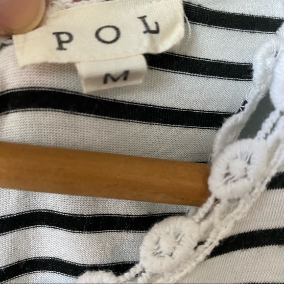 POL Striped Crochet Trim Babydoll Tank Medium - Picture 6 of 8